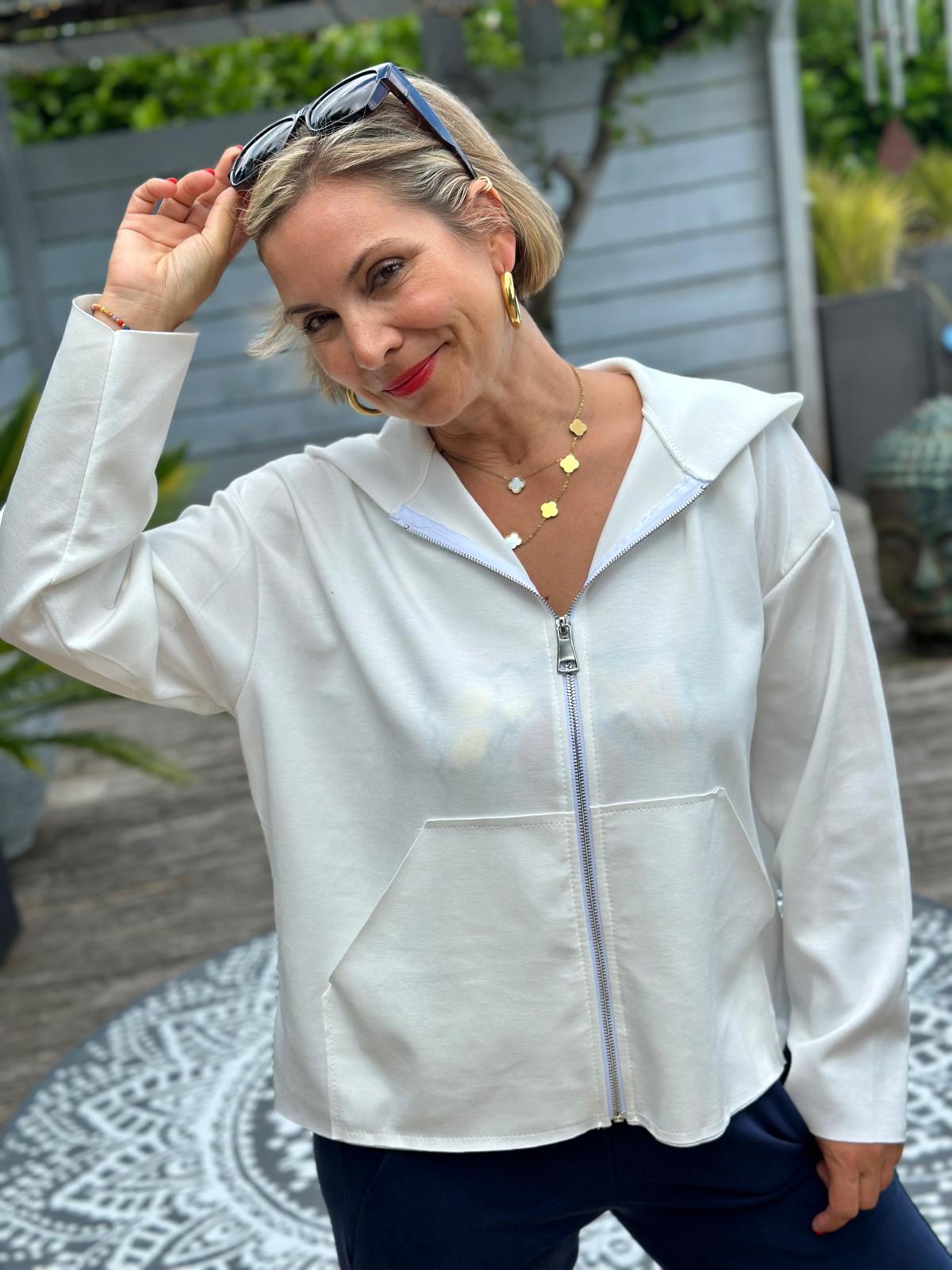 Leichter Zip-Hoodie in Weiss