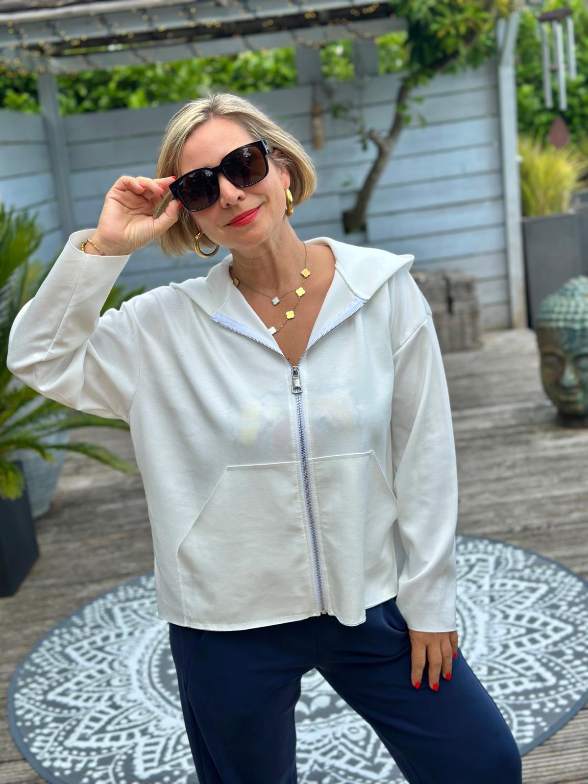 Leichter Zip-Hoodie in Weiss