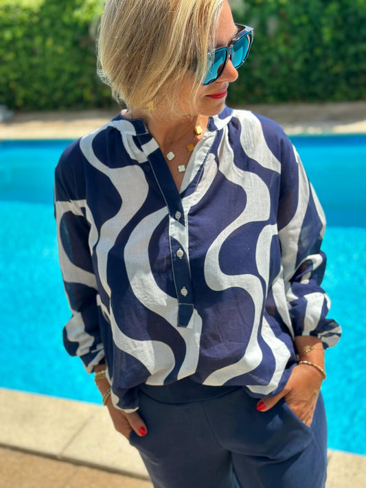 Zuckersüße Bluse "BLUE WAVES"