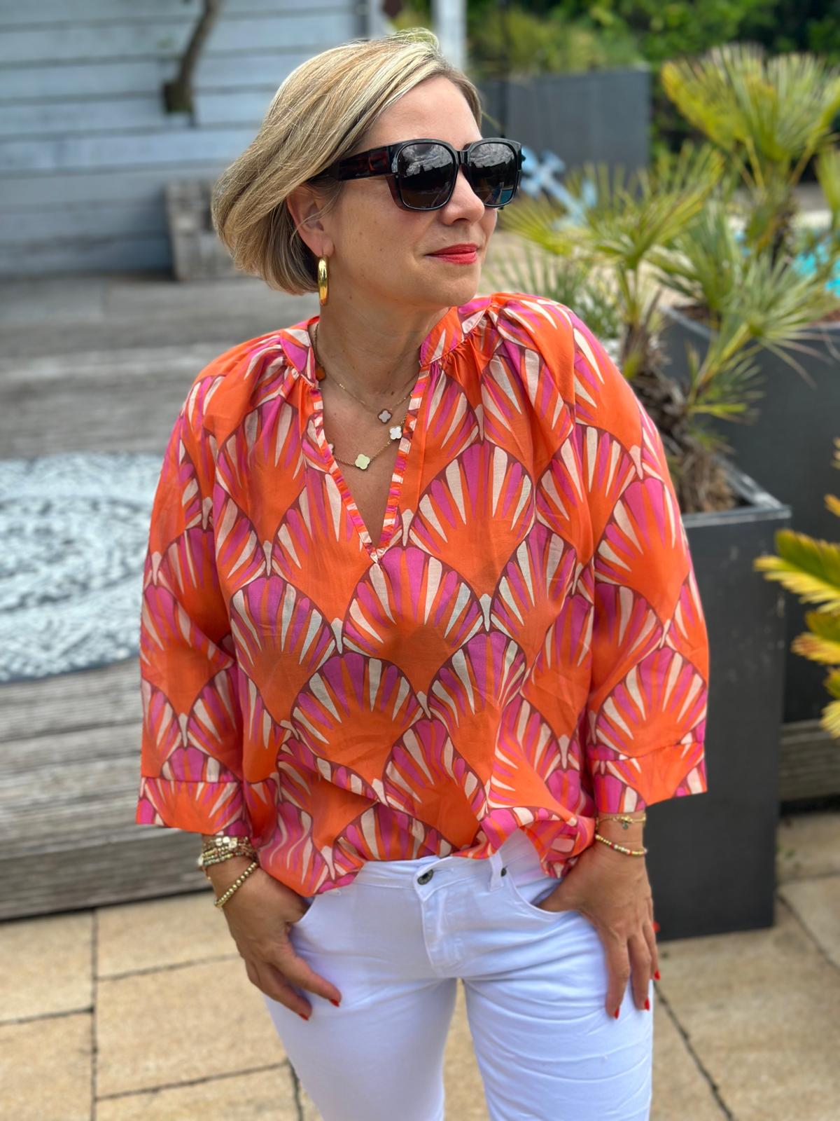 Sommer-Bluse "SUNSET ORANGE"