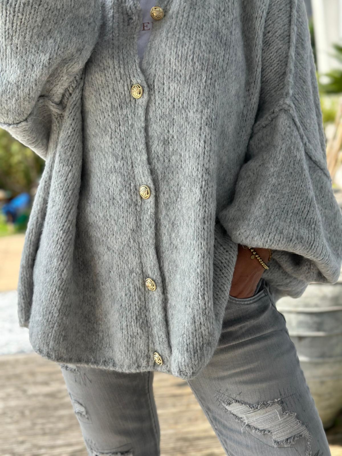 Süße Onesize Strickjacke in Grau