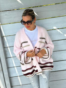 Süße Strickjacke mit Streifen (ROSA)