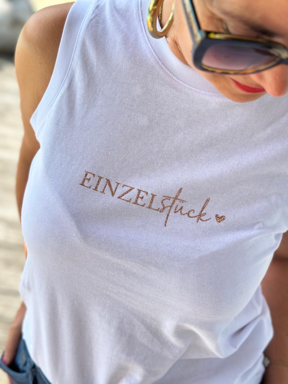 BE FAMOUS Shirt "Einzelstück" Weiss/Glitzer