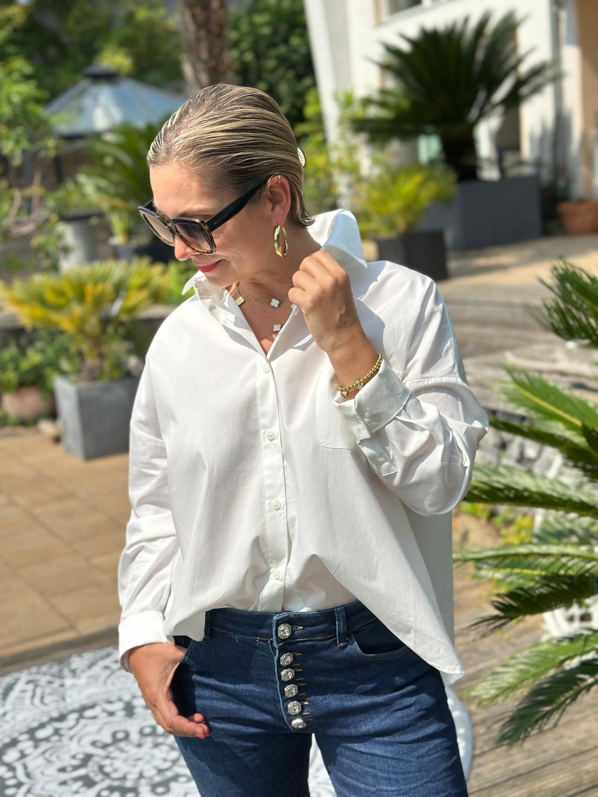 Stylische Bluse "living the dream" in Weiss