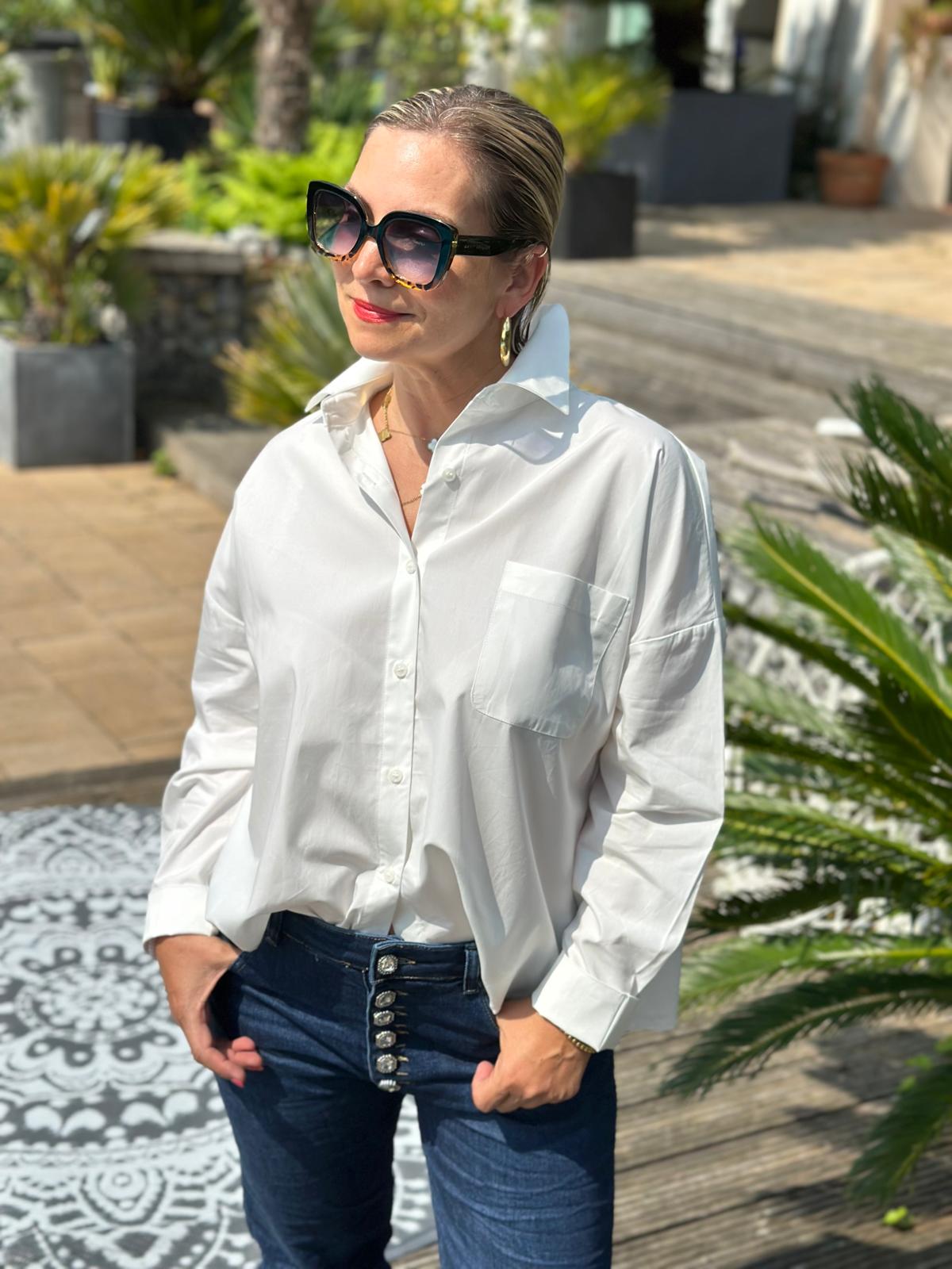 Stylische Bluse "living the dream" in Weiss