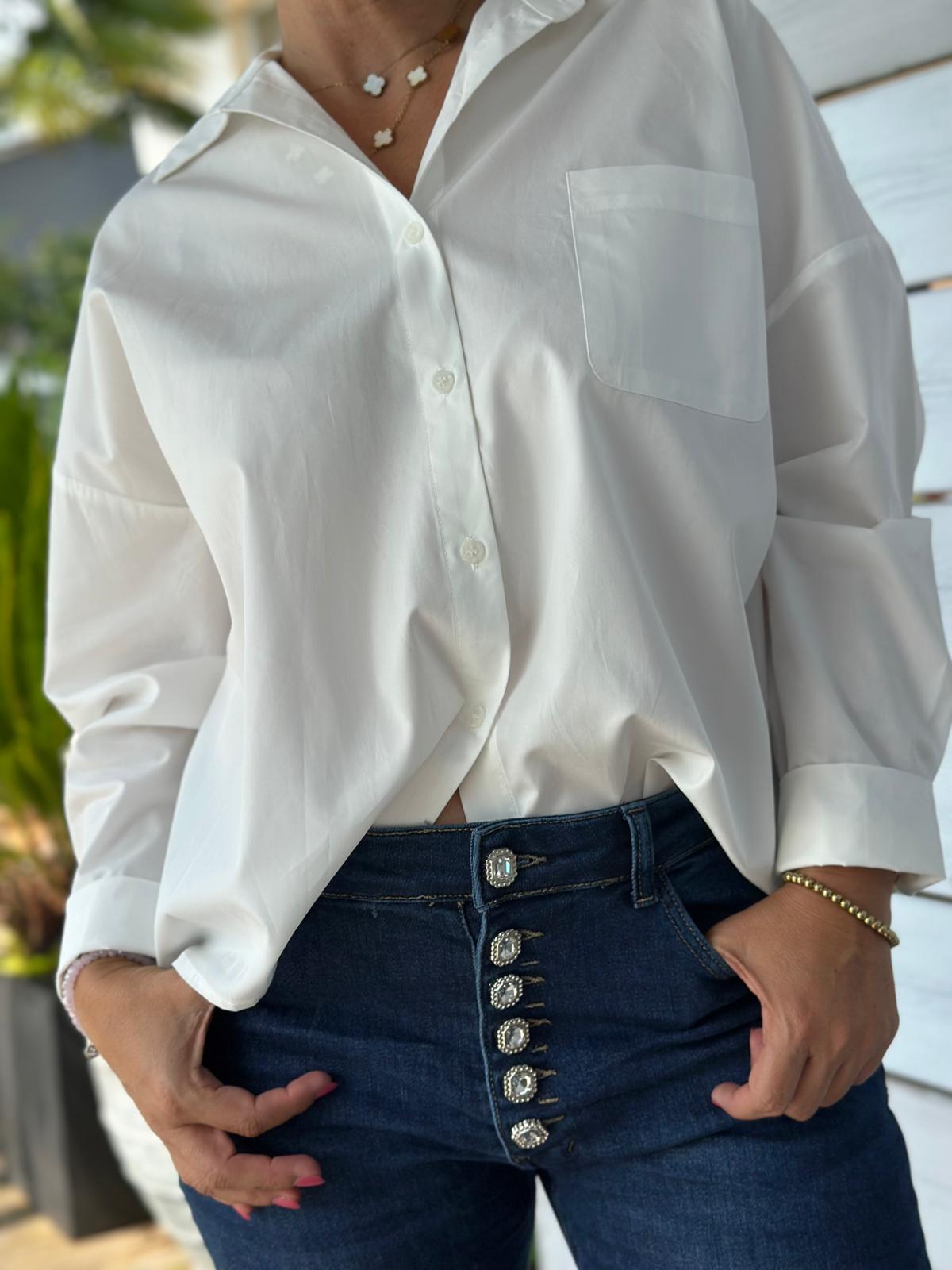 Stylische Bluse "living the dream" in Weiss