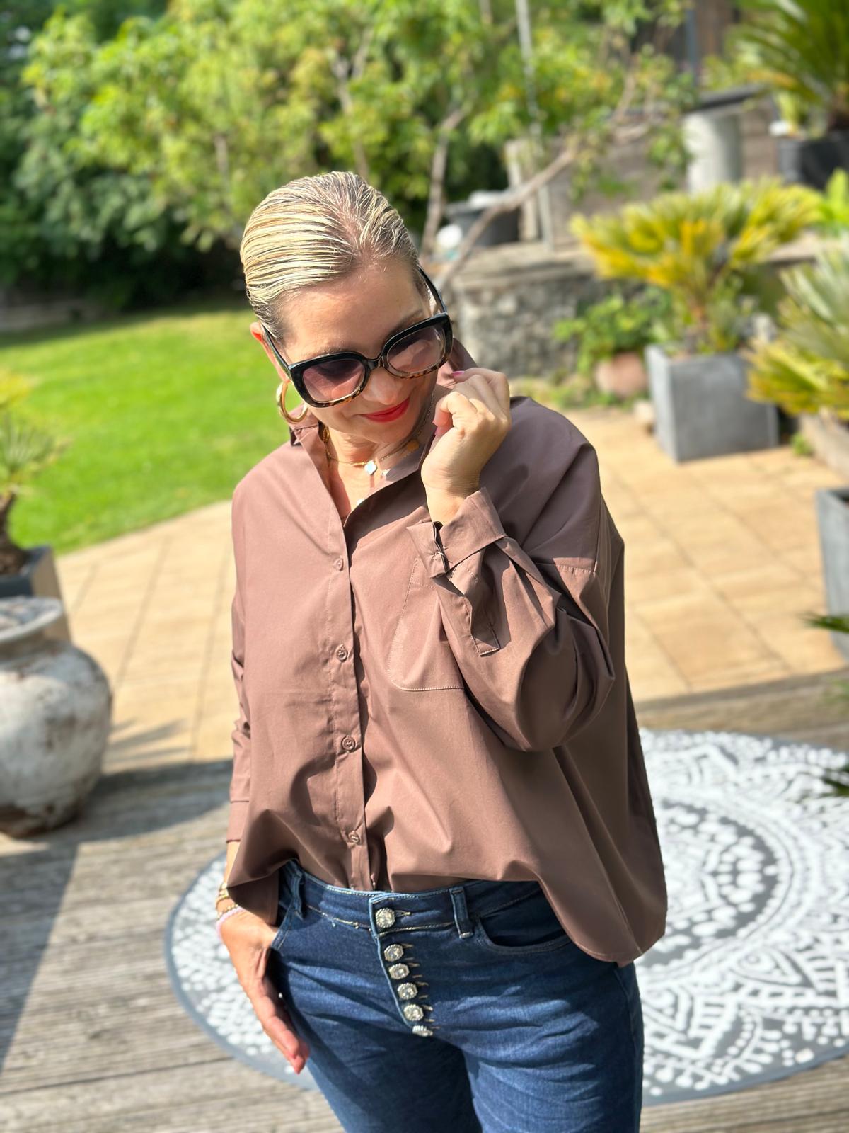 Stylische Bluse "living the dream" in Chocolate