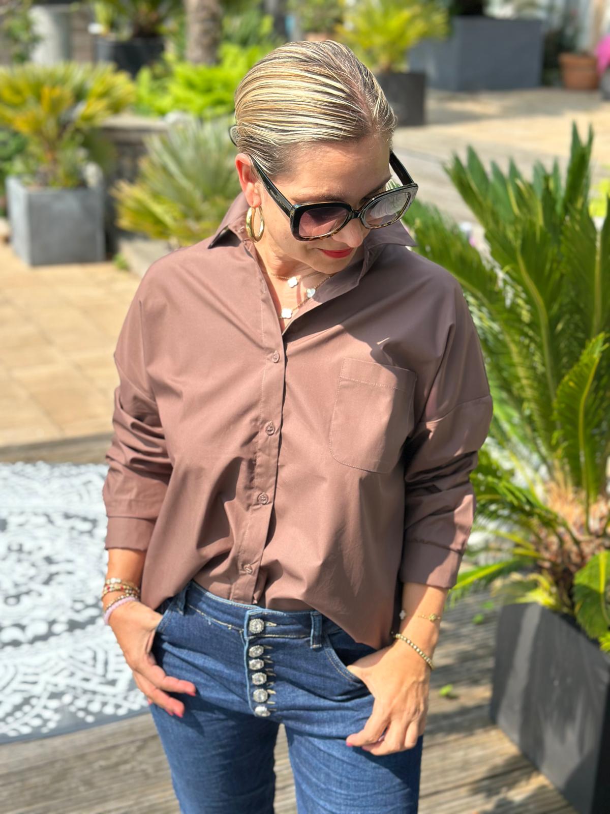 Stylische Bluse "living the dream" in Chocolate