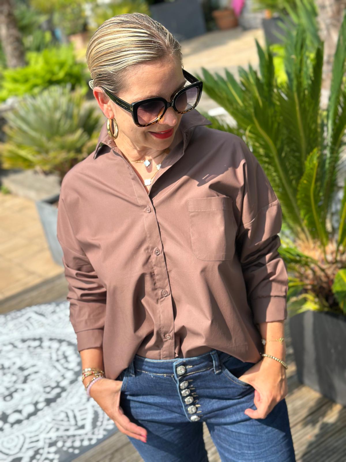 Stylische Bluse "living the dream" in Chocolate