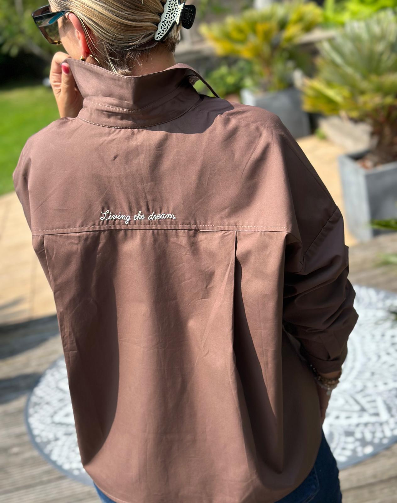 Stylische Bluse "living the dream" in Chocolate