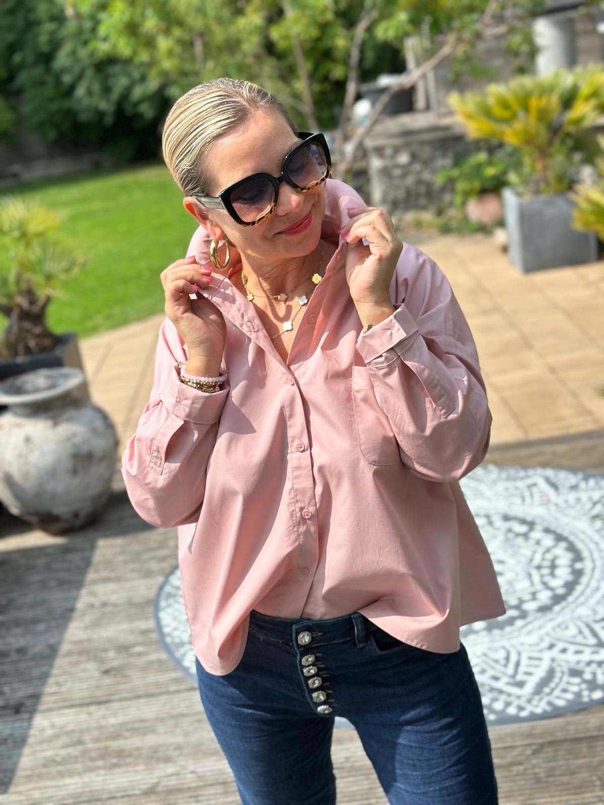 Stylische Bluse "living the dream" in Rosé