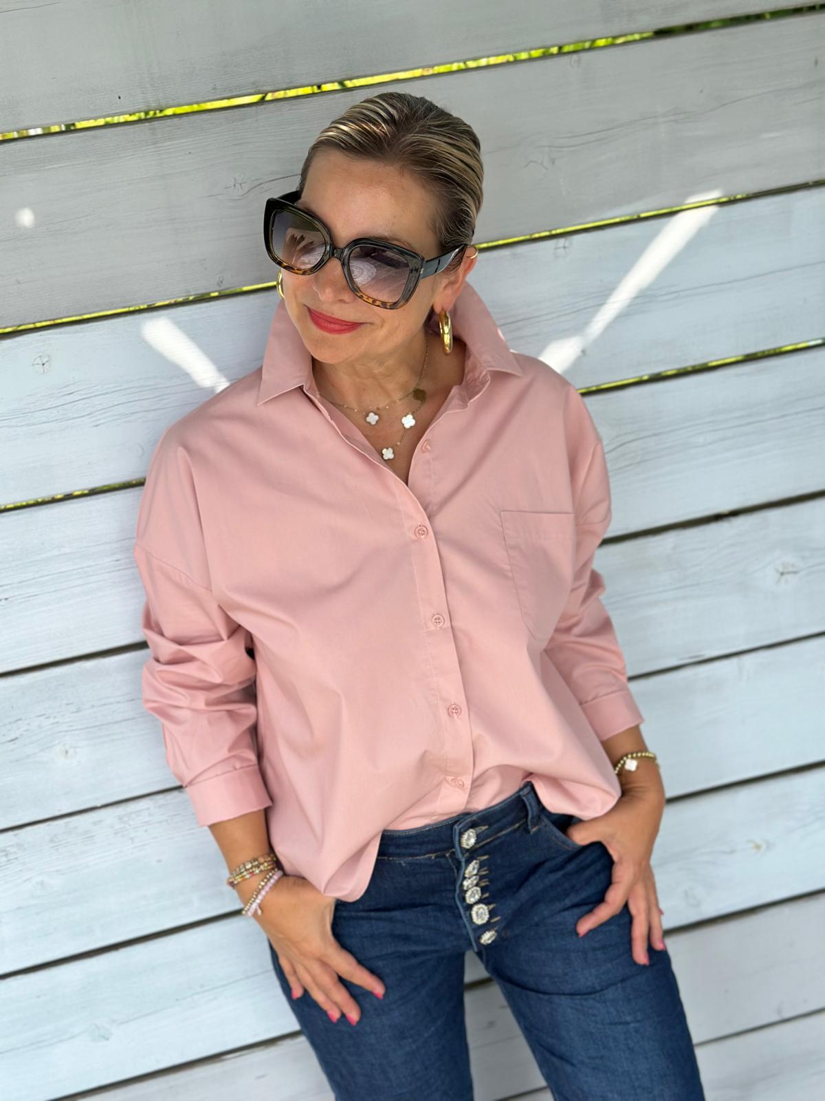 Stylische Bluse "living the dream" in Rosé