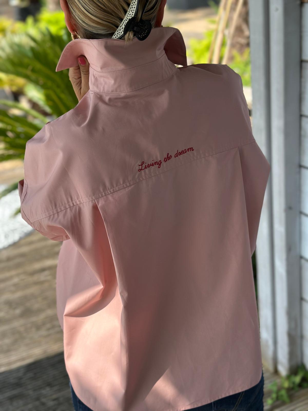 Stylische Bluse "living the dream" in Rosé