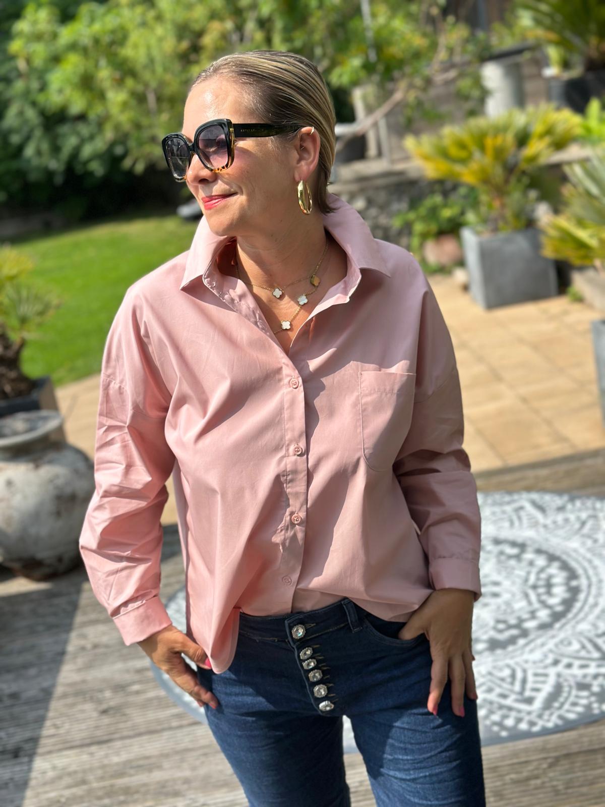 Stylische Bluse "living the dream" in Rosé