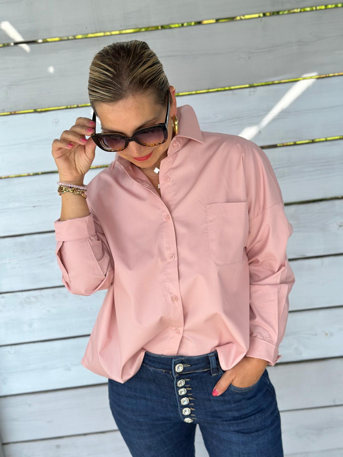 Stylische Bluse "living the dream" in Rosé