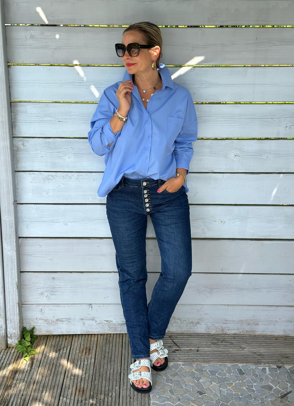 Stylische Bluse "living the dream" in Hellblau