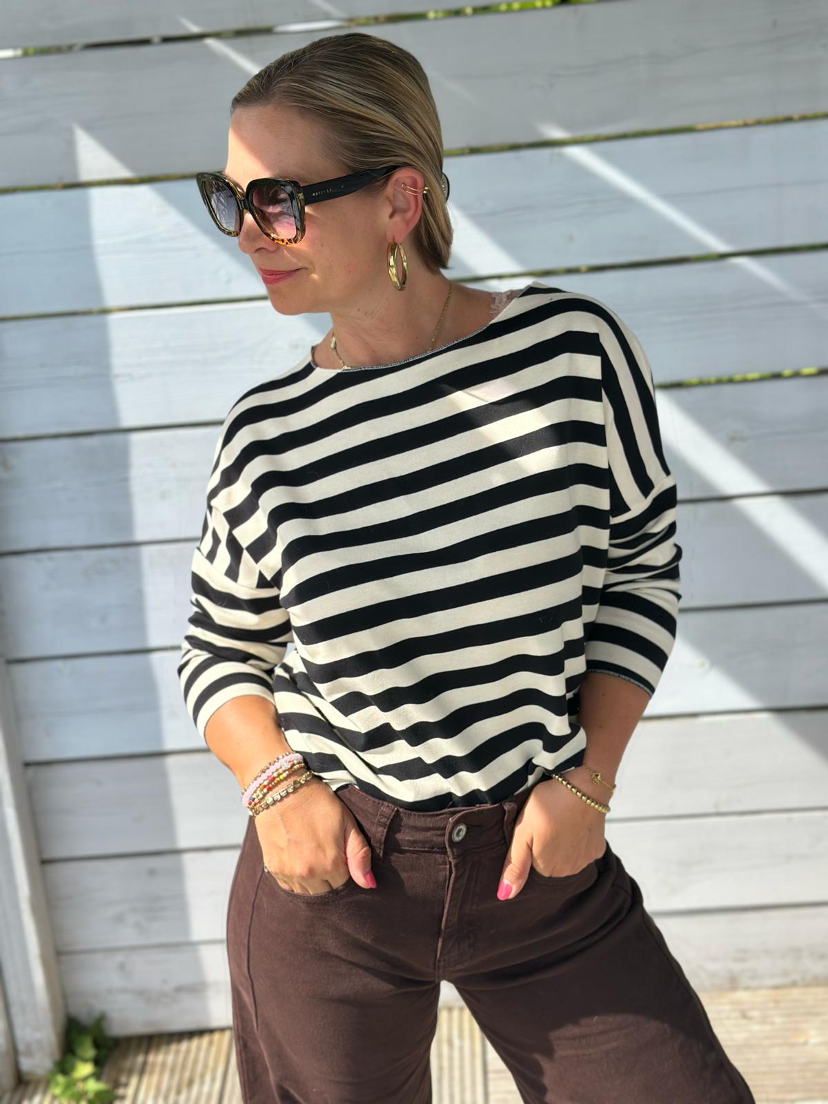 Leichtes Shirt STREIFEN in Schwarz/Weiss