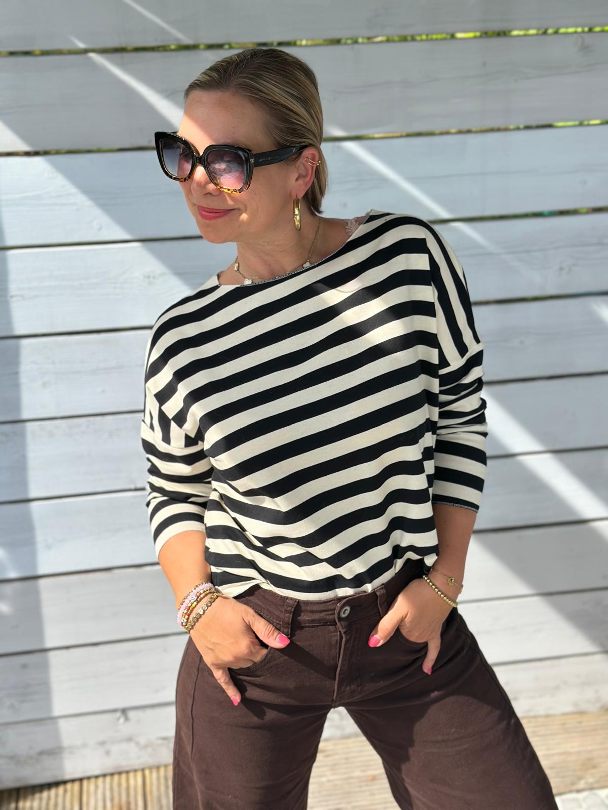 Leichtes Shirt STREIFEN in Schwarz/Weiss