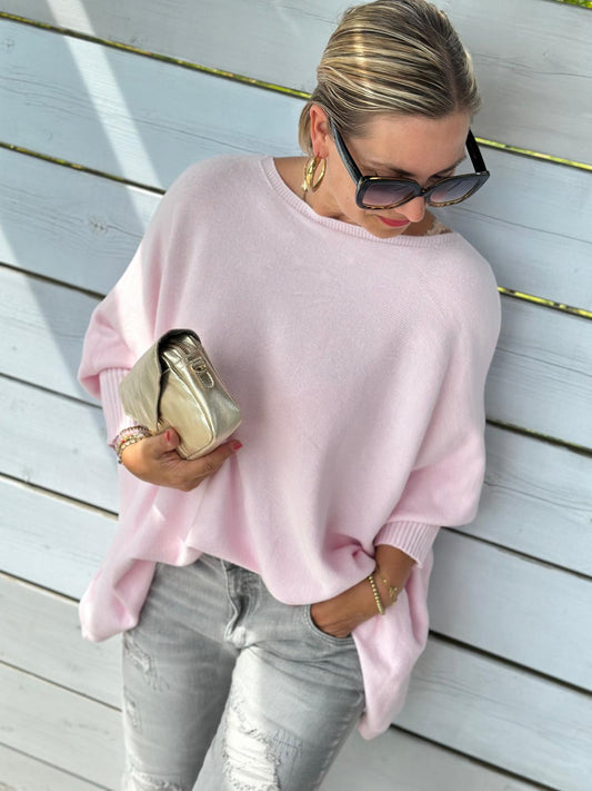 Langer Kuschelpulli in Rosa