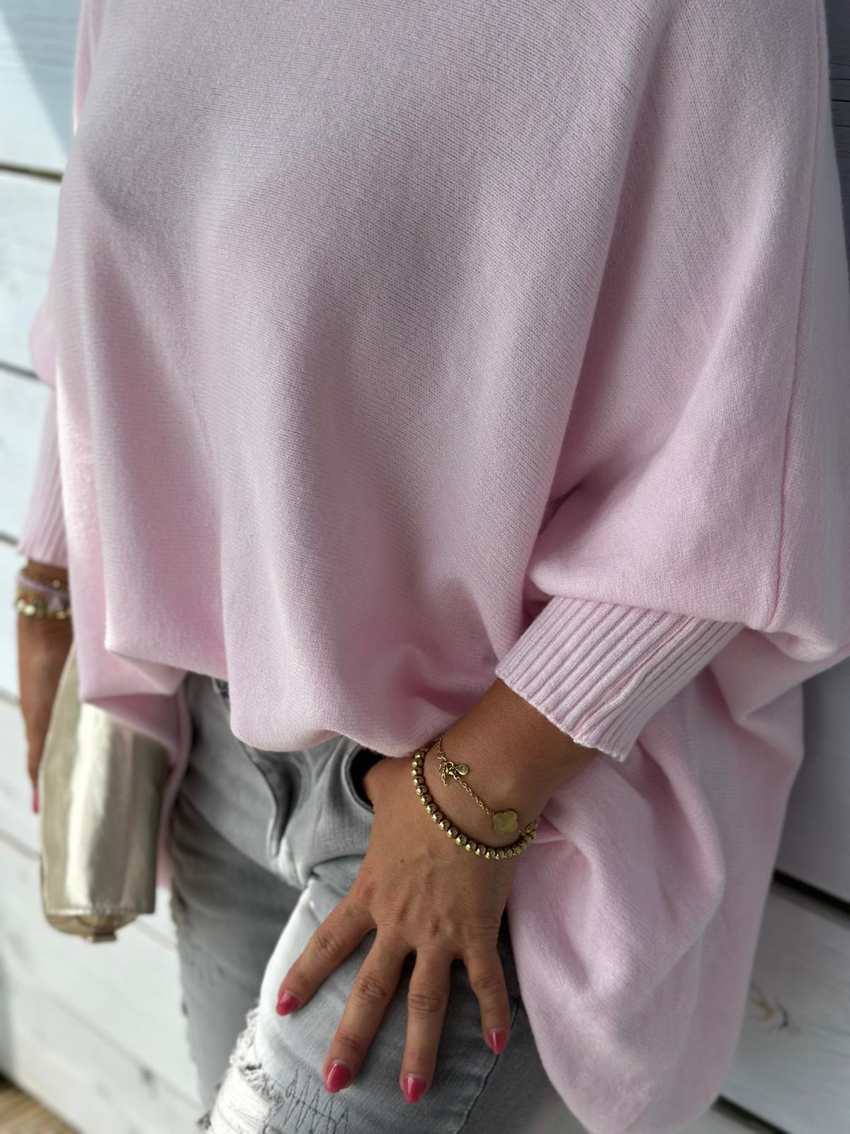 Langer Kuschelpulli in Rosa