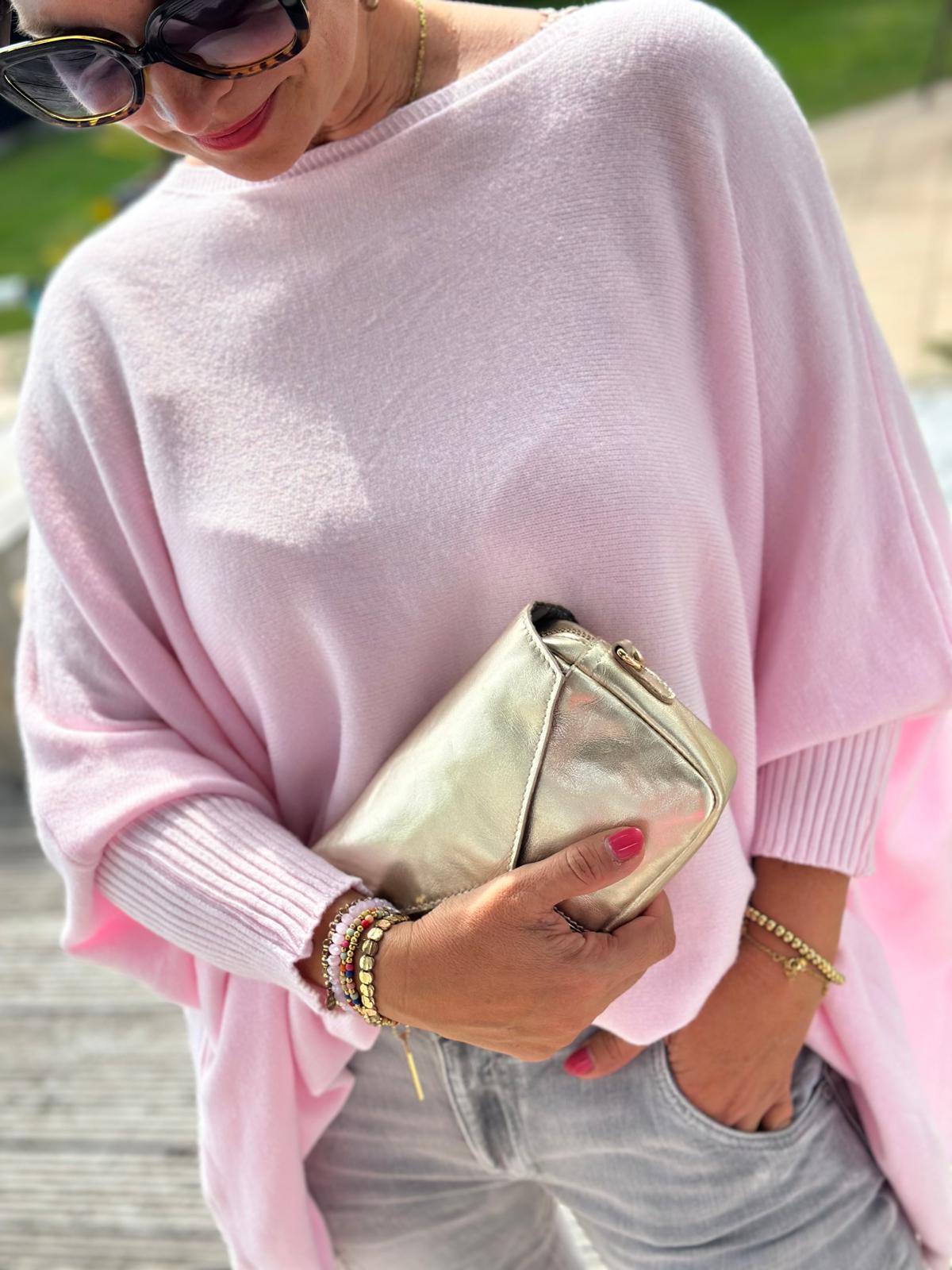 Langer Kuschelpulli in Rosa