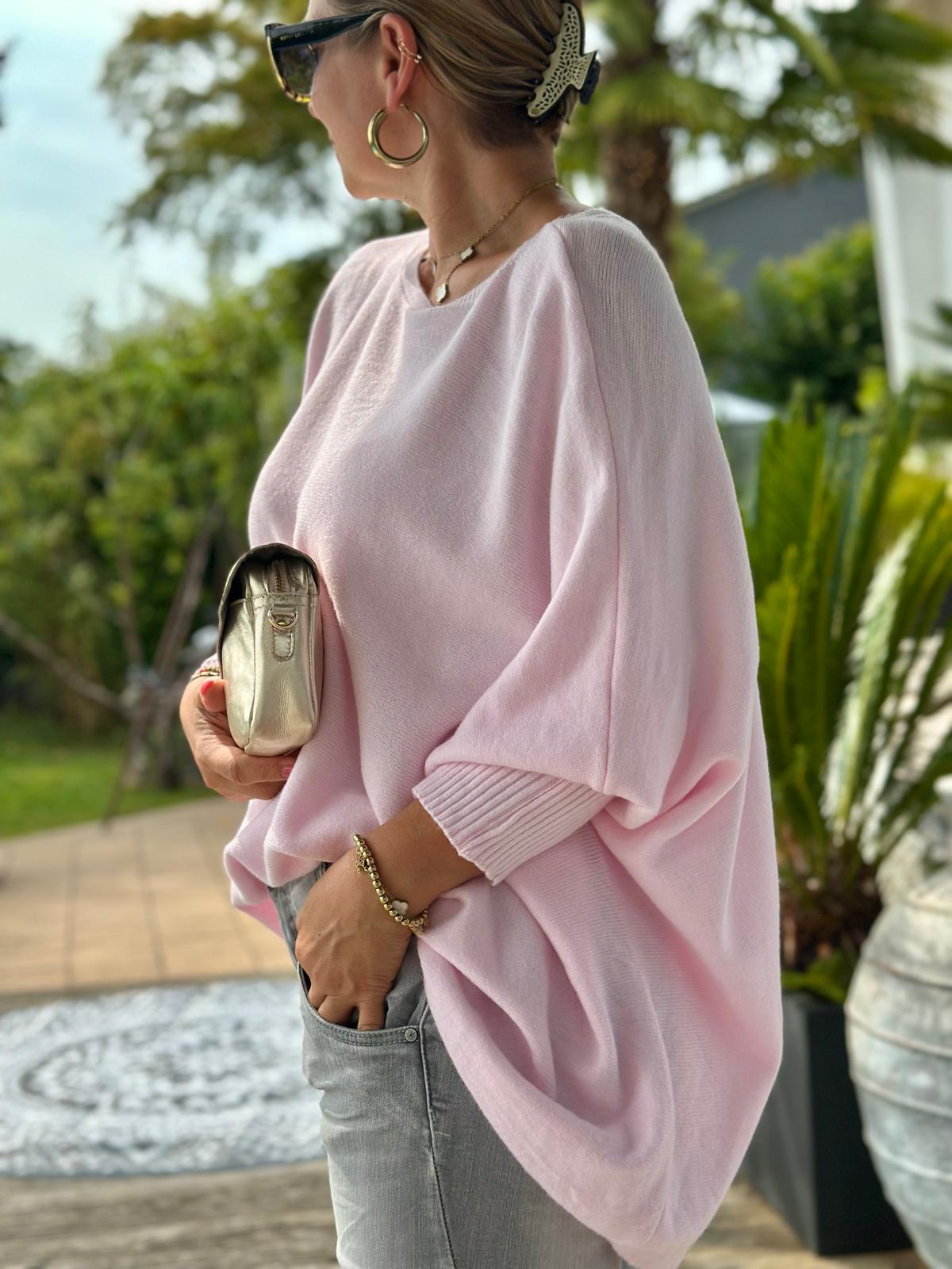 Langer Kuschelpulli in Rosa