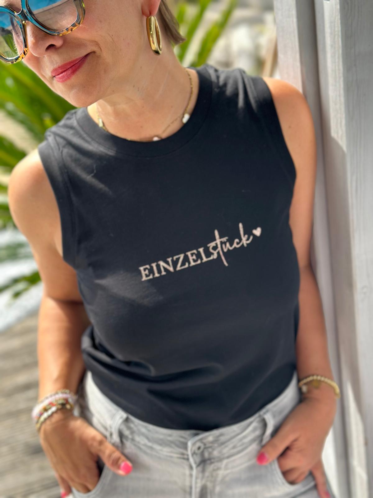 BE FAMOUS Shirt "Einzelstück" Schwarz/Glitzer