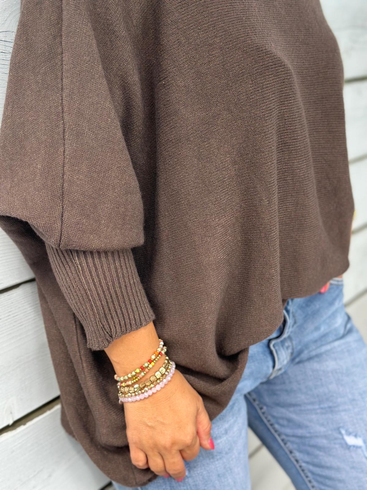 Langer Kuschelpulli in Chocolate