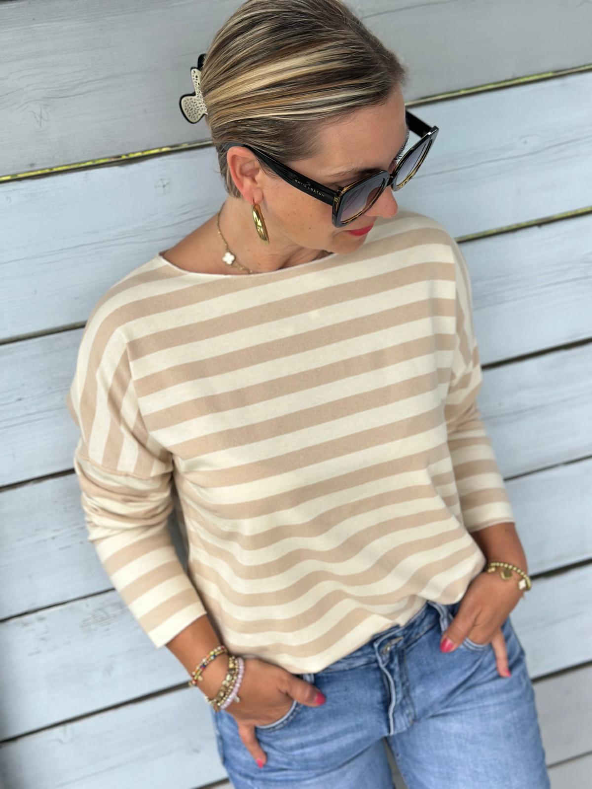 Leichtes Shirt STREIFEN in Cremé/Weiss