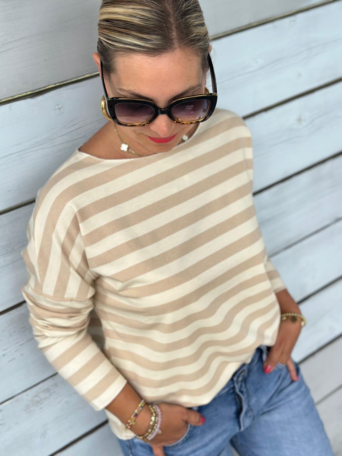 Leichtes Shirt STREIFEN in Cremé/Weiss