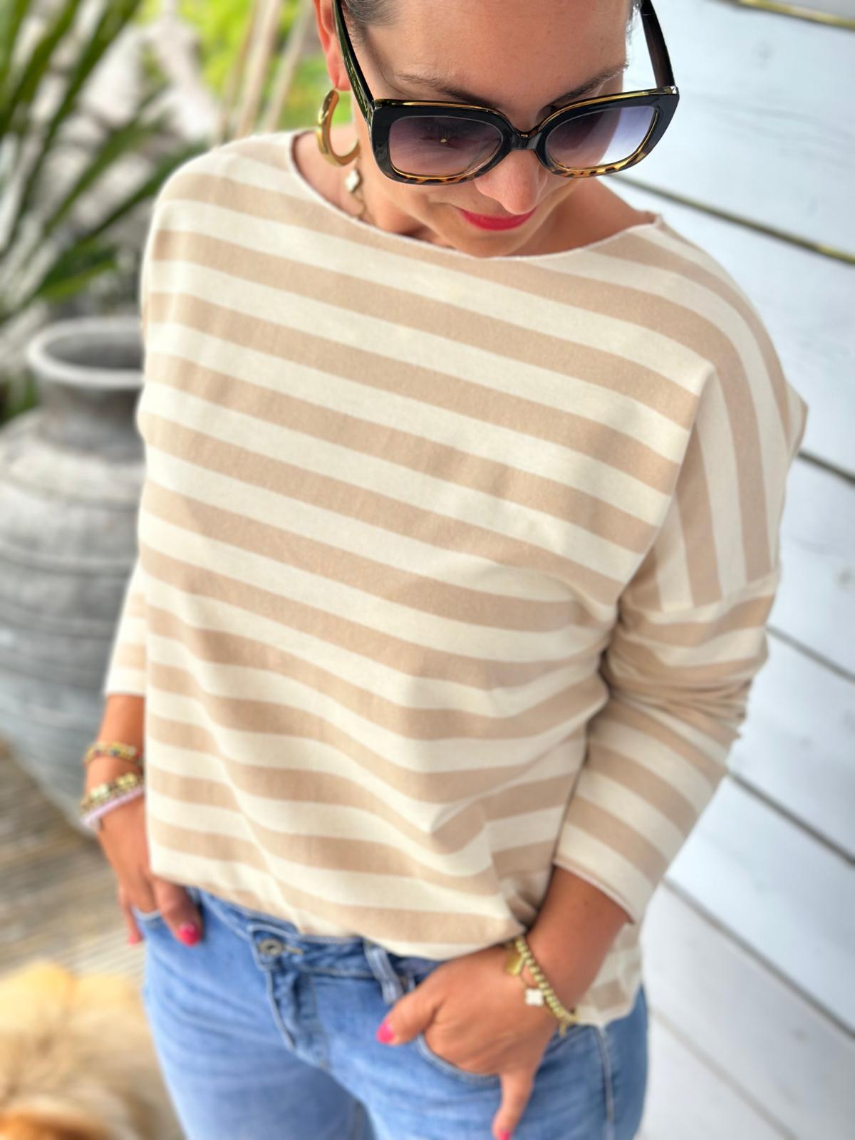 Leichtes Shirt STREIFEN in Cremé/Weiss