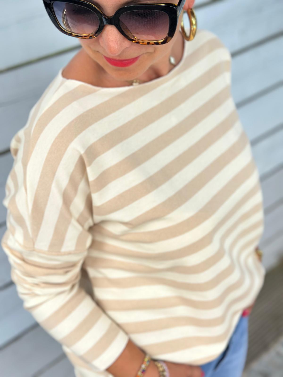 Leichtes Shirt STREIFEN in Cremé/Weiss