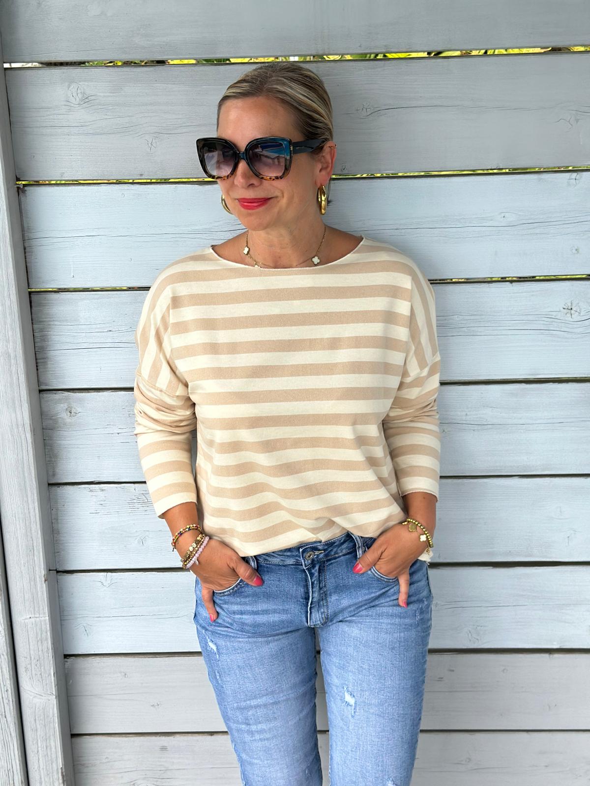 Leichtes Shirt STREIFEN in Cremé/Weiss