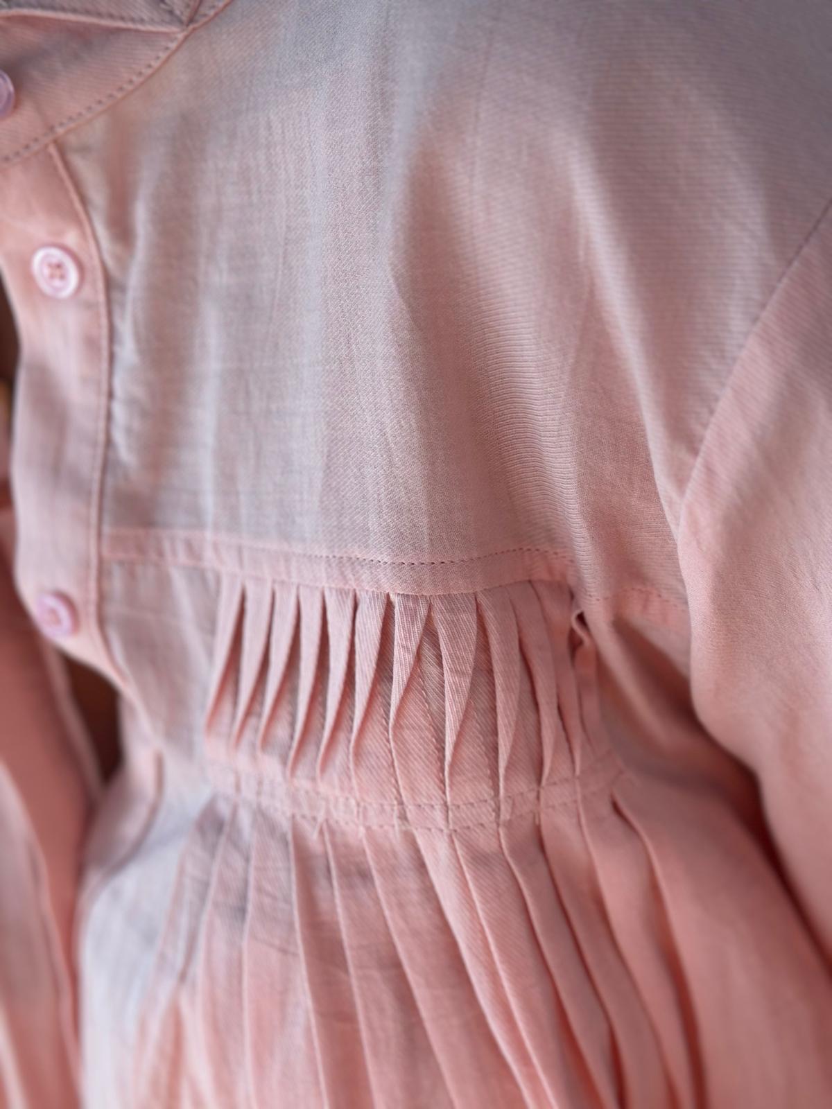 Geraffte Herbst-Bluse in Altrosé