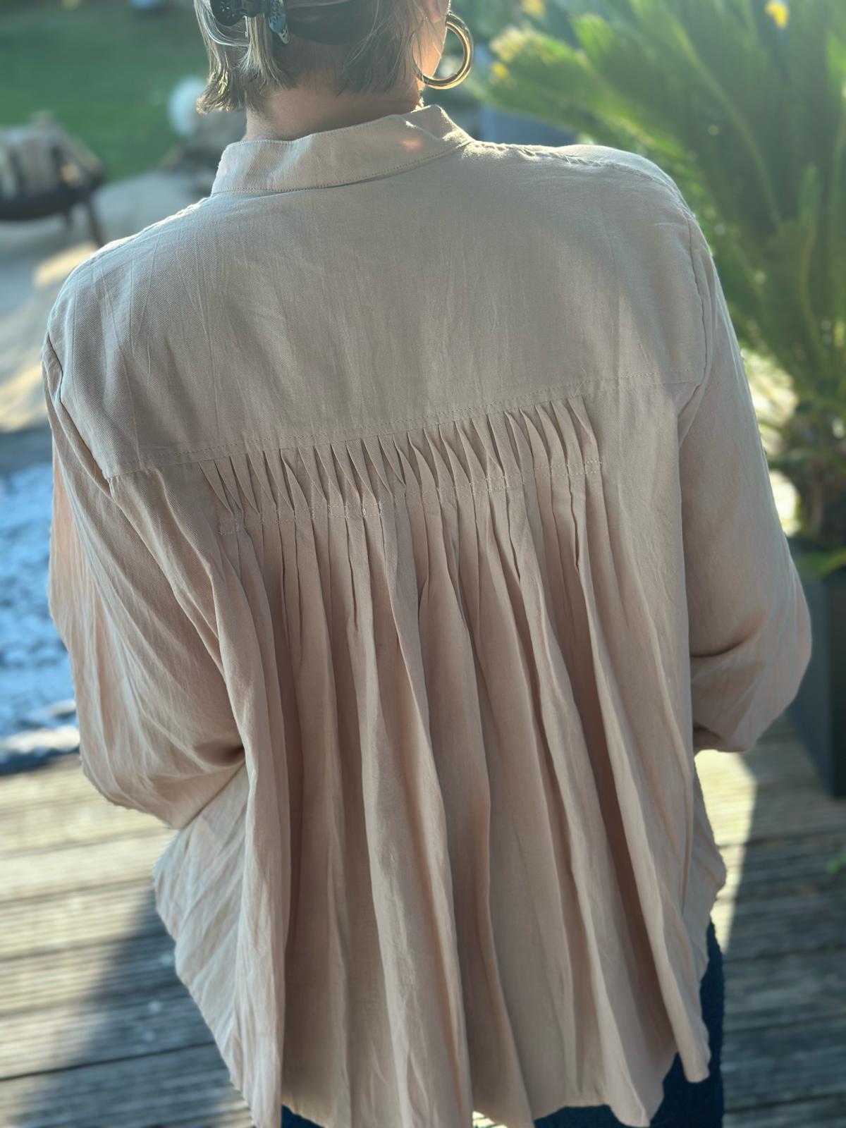 Geraffte Herbst-Bluse in Cremé