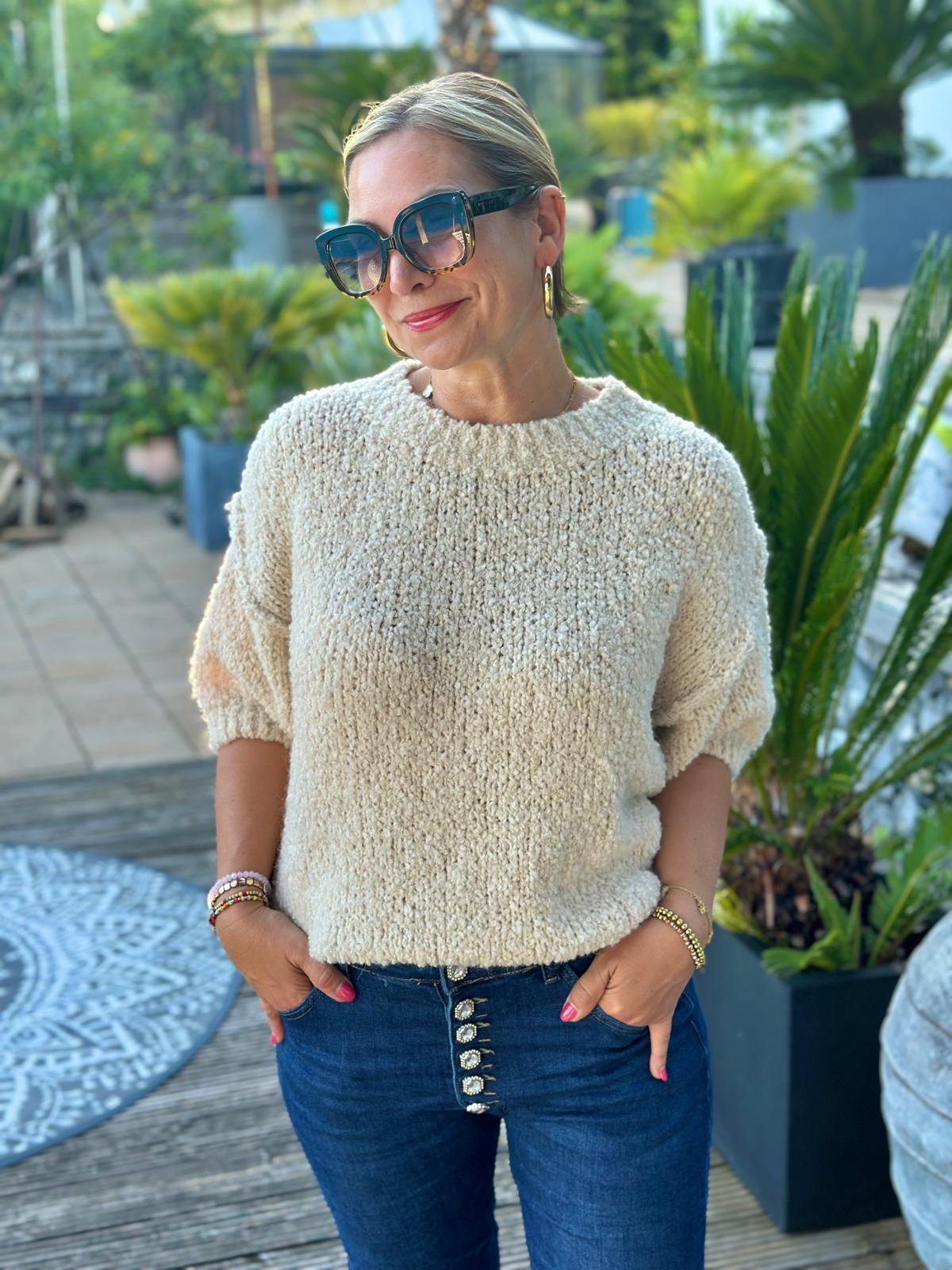 Grobstrick Kuschelpullover in Beige