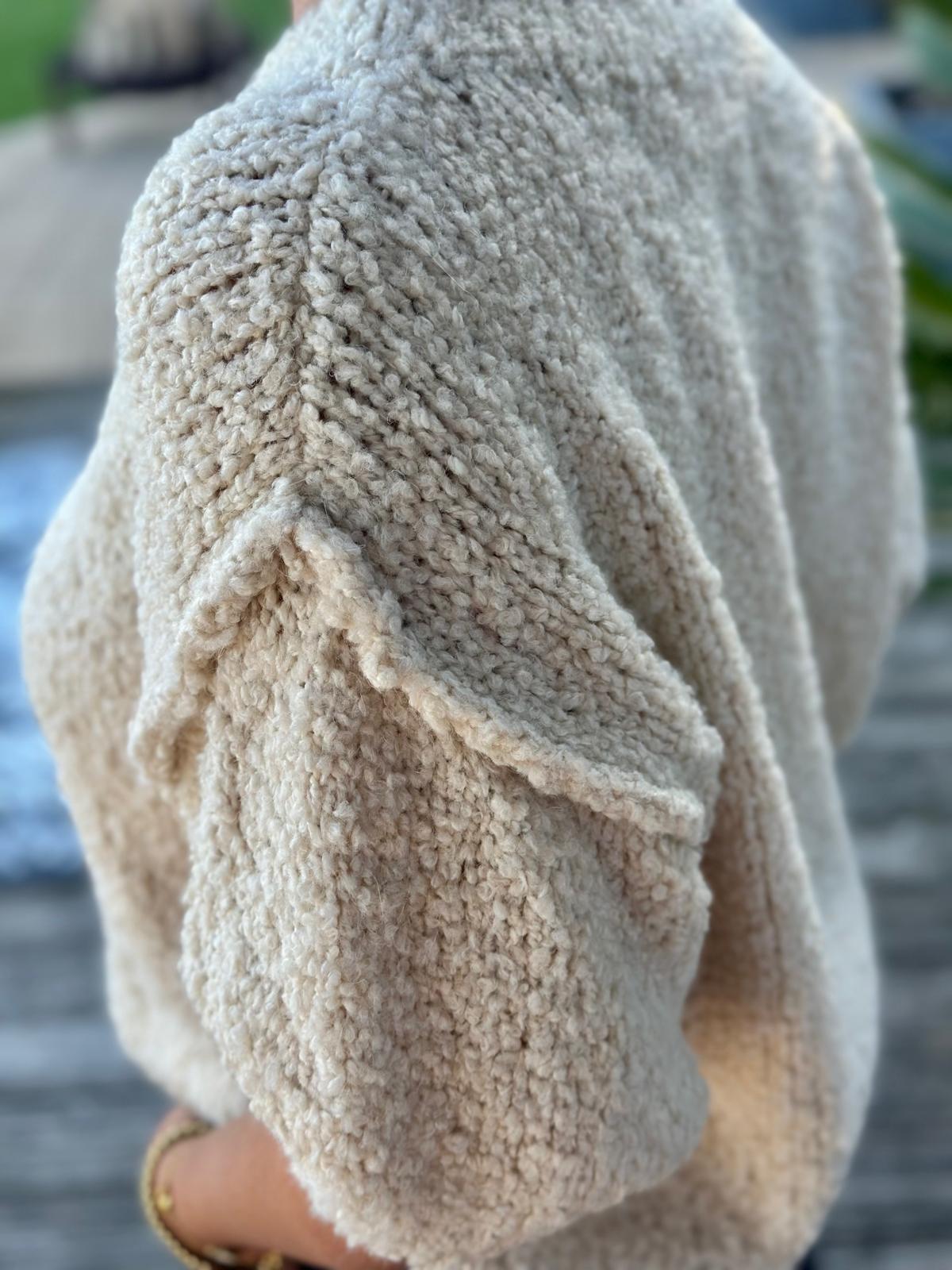 Grobstrick Kuschelpullover in Beige