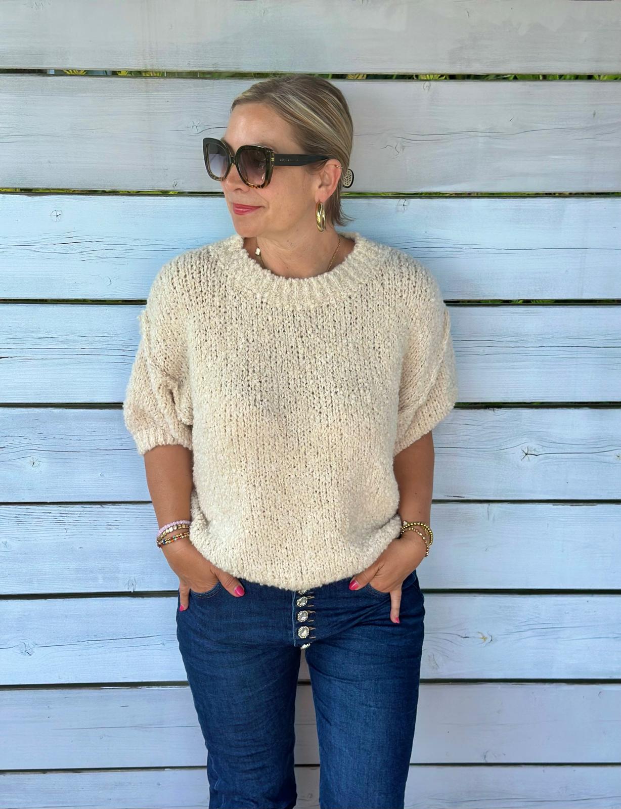 Grobstrick Kuschelpullover in Beige