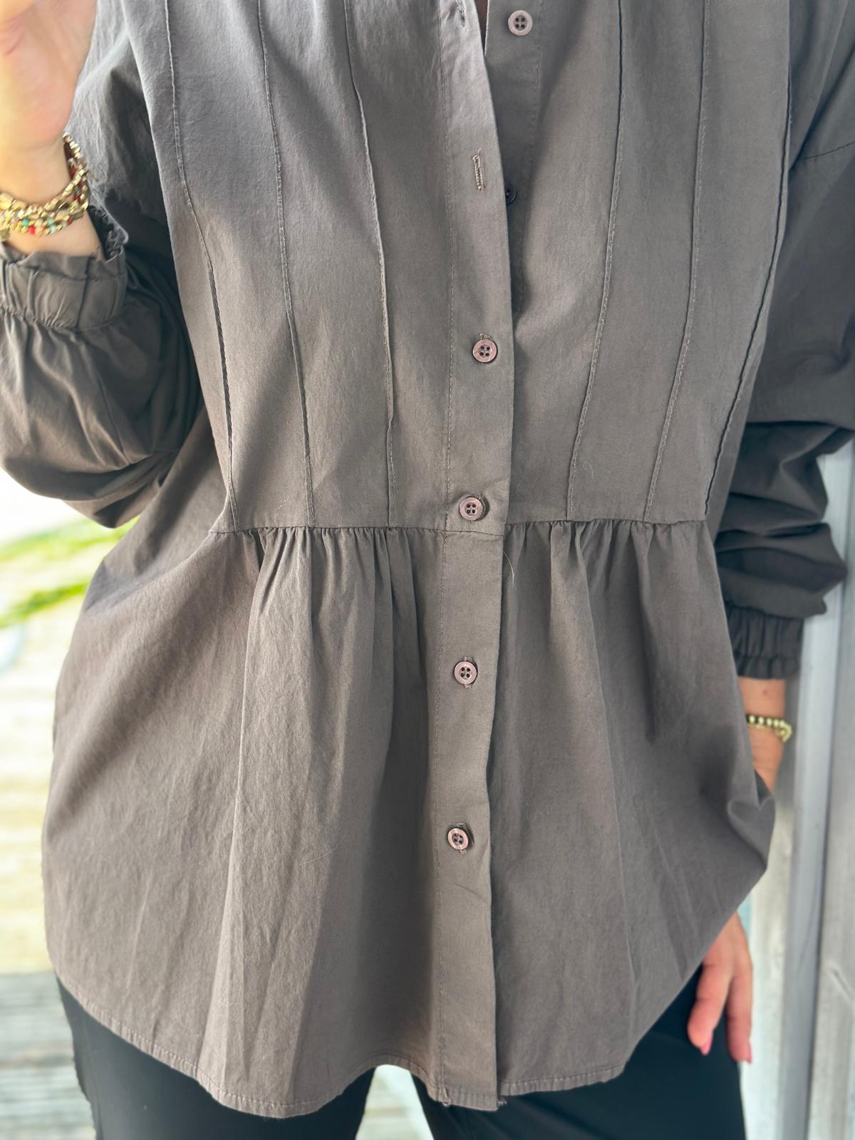 Geraffte Highlight-Bluse in Chocolate