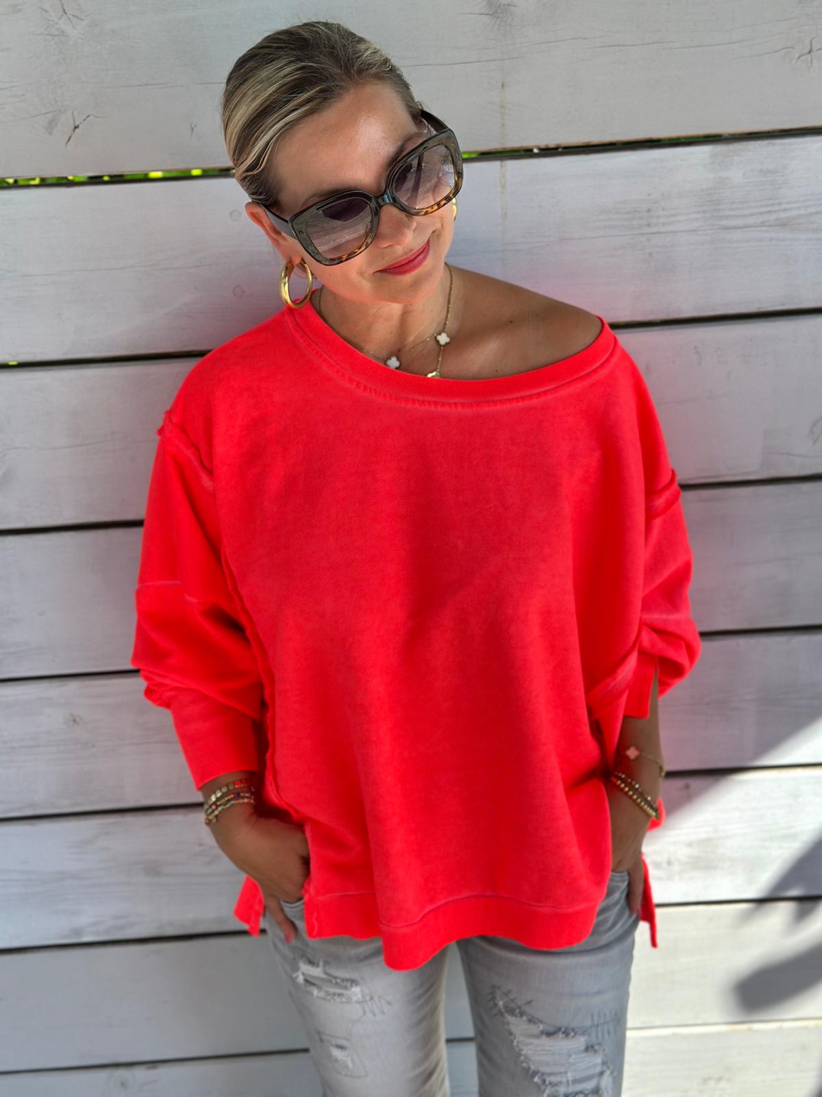 Oversized Sweatshirt in Neon Orange