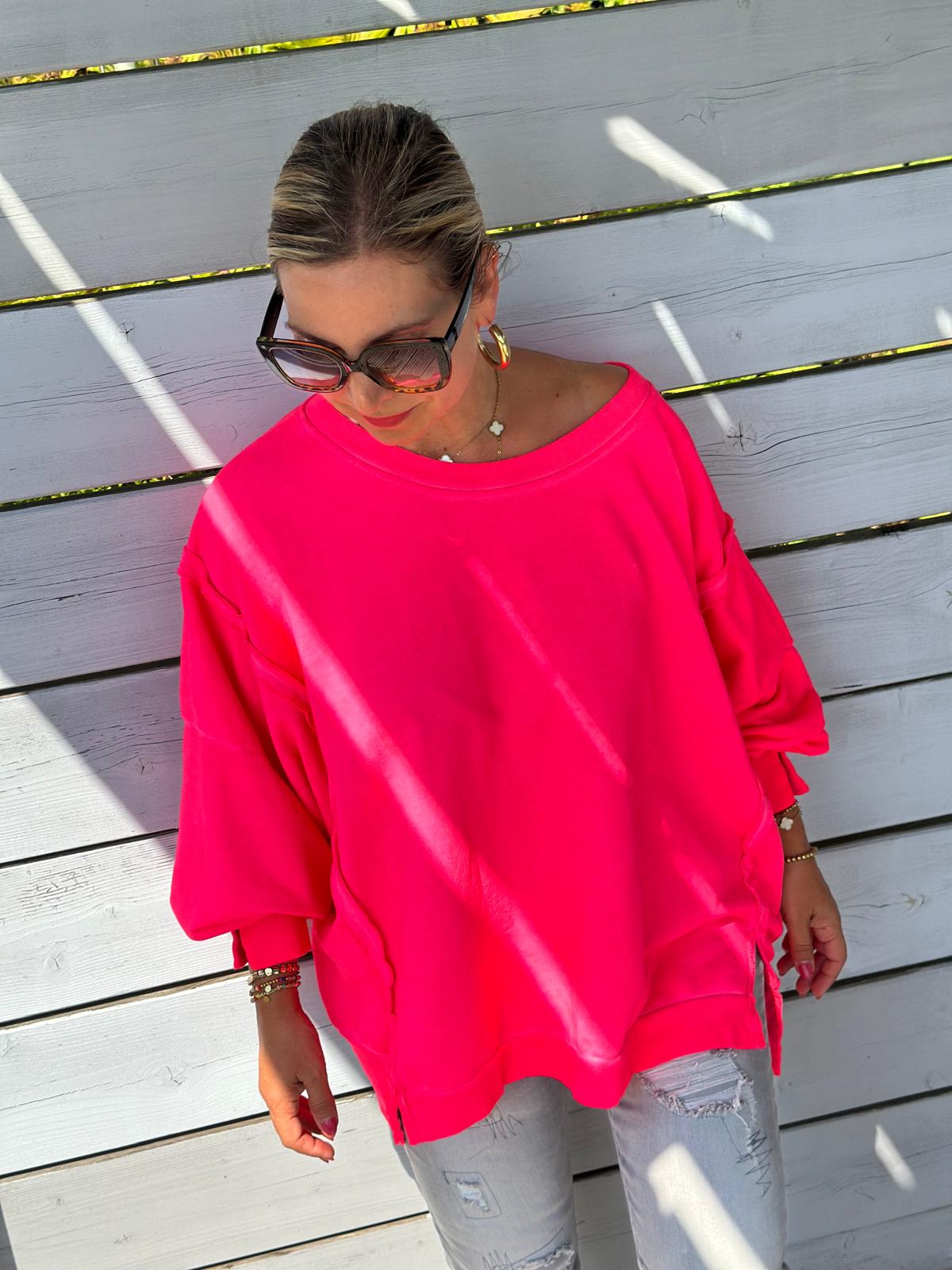 Oversized Sweatshirt in Neon Pink