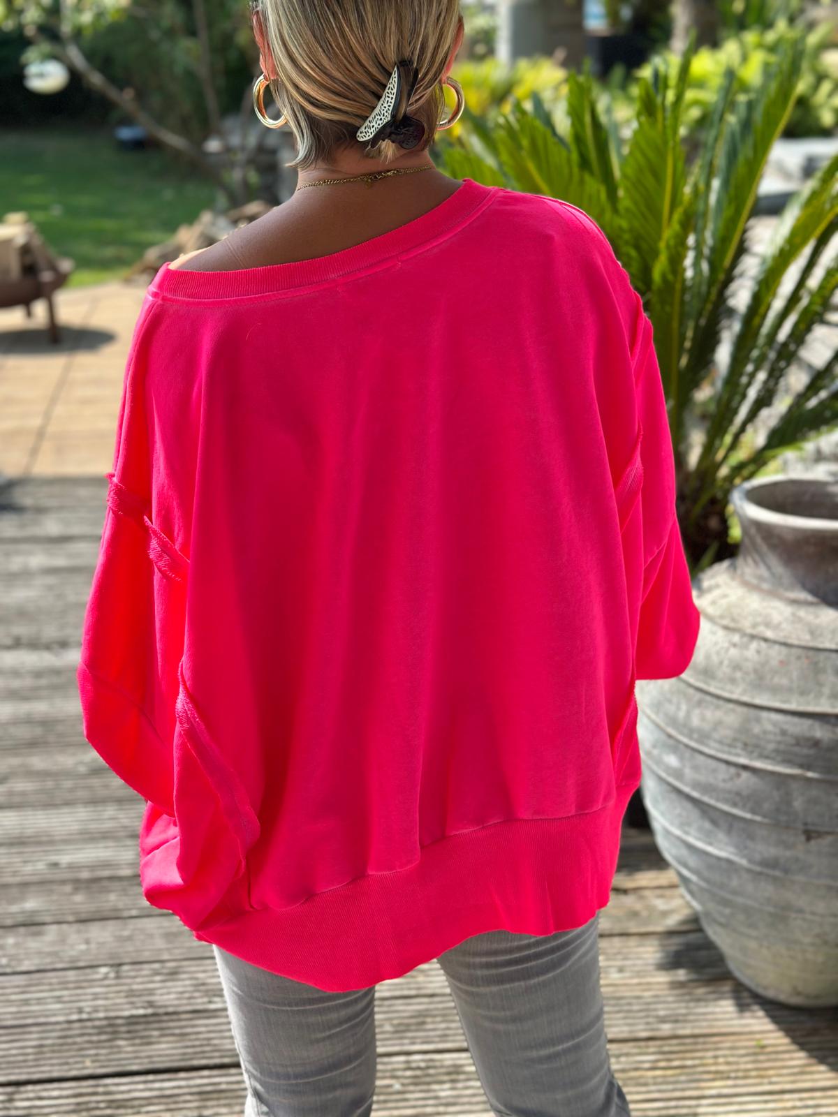 Oversized Sweatshirt in Neon Pink