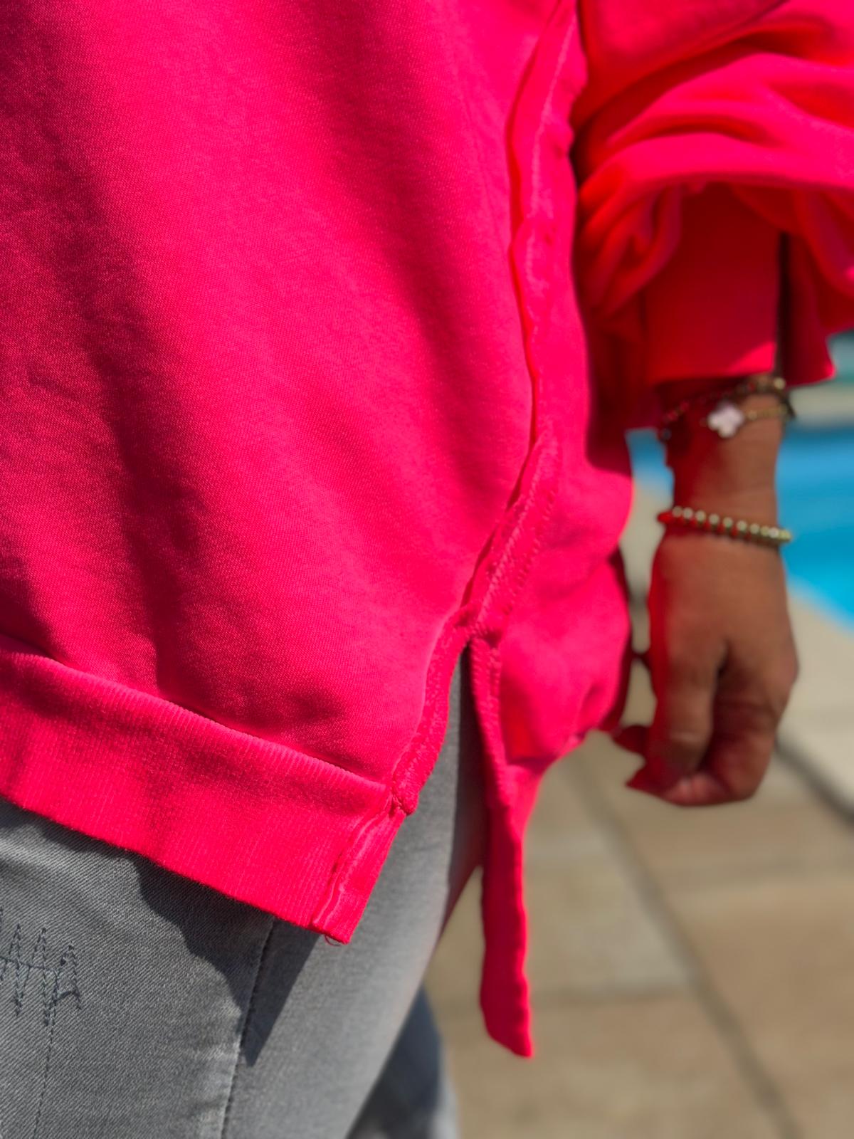 Oversized Sweatshirt in Neon Pink