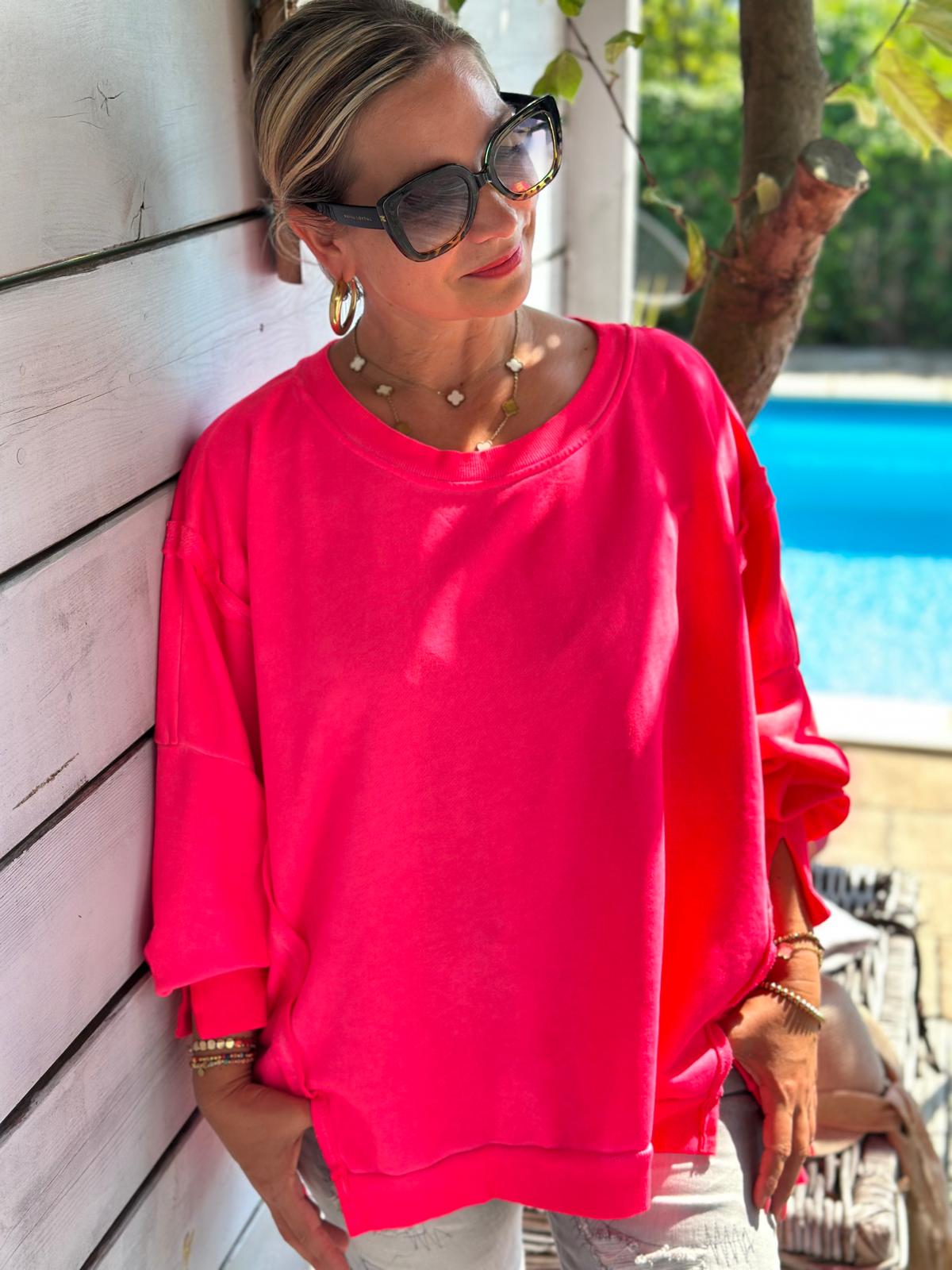 Oversized Sweatshirt in Neon Pink