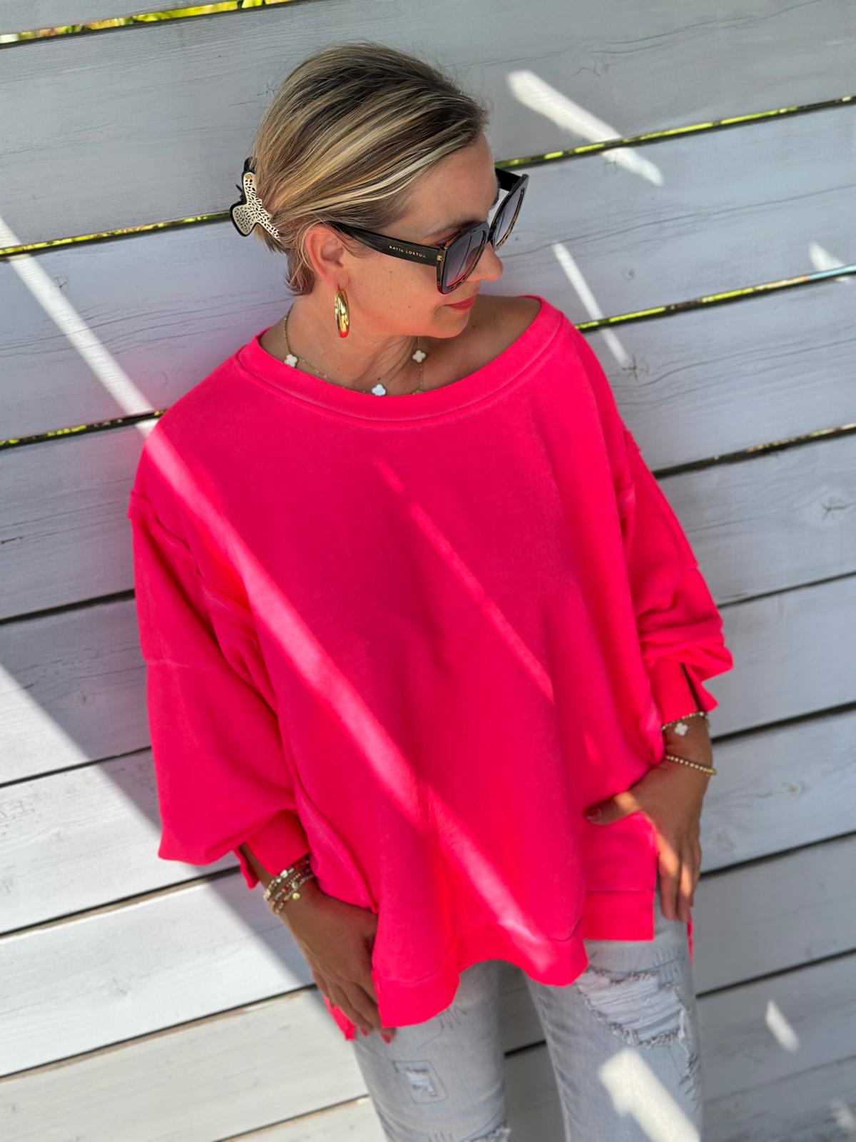 Oversized Sweatshirt in Neon Pink