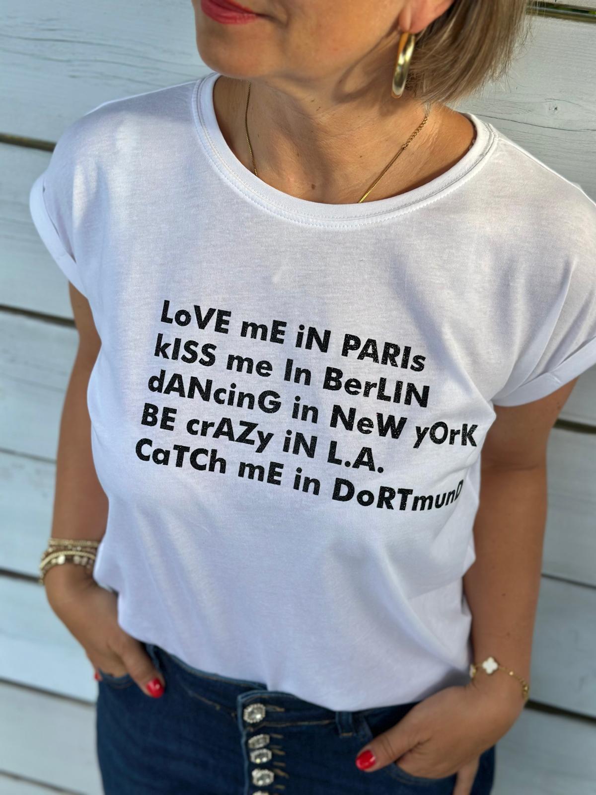 BE FAMOUS T-Shirt "LOVE ME IN" in WHITE / BLACK