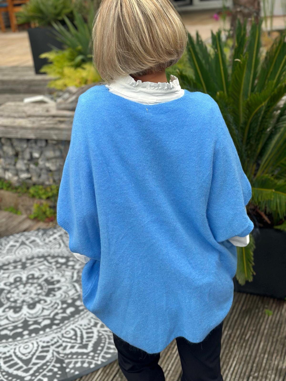 Süßer Herbst Pullunder in Himmelblau