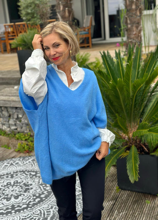 Süßer Herbst Pullunder in Himmelblau