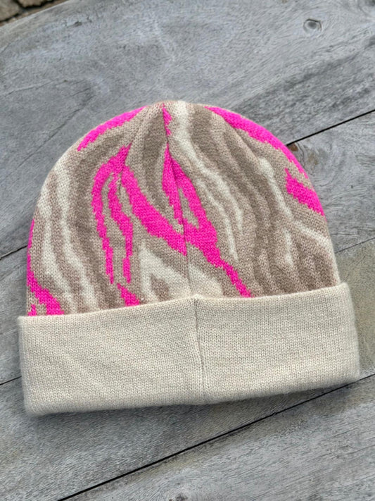 Zuckersüße LOVELY ZEBRA Mütze in CREMÈ/PINK