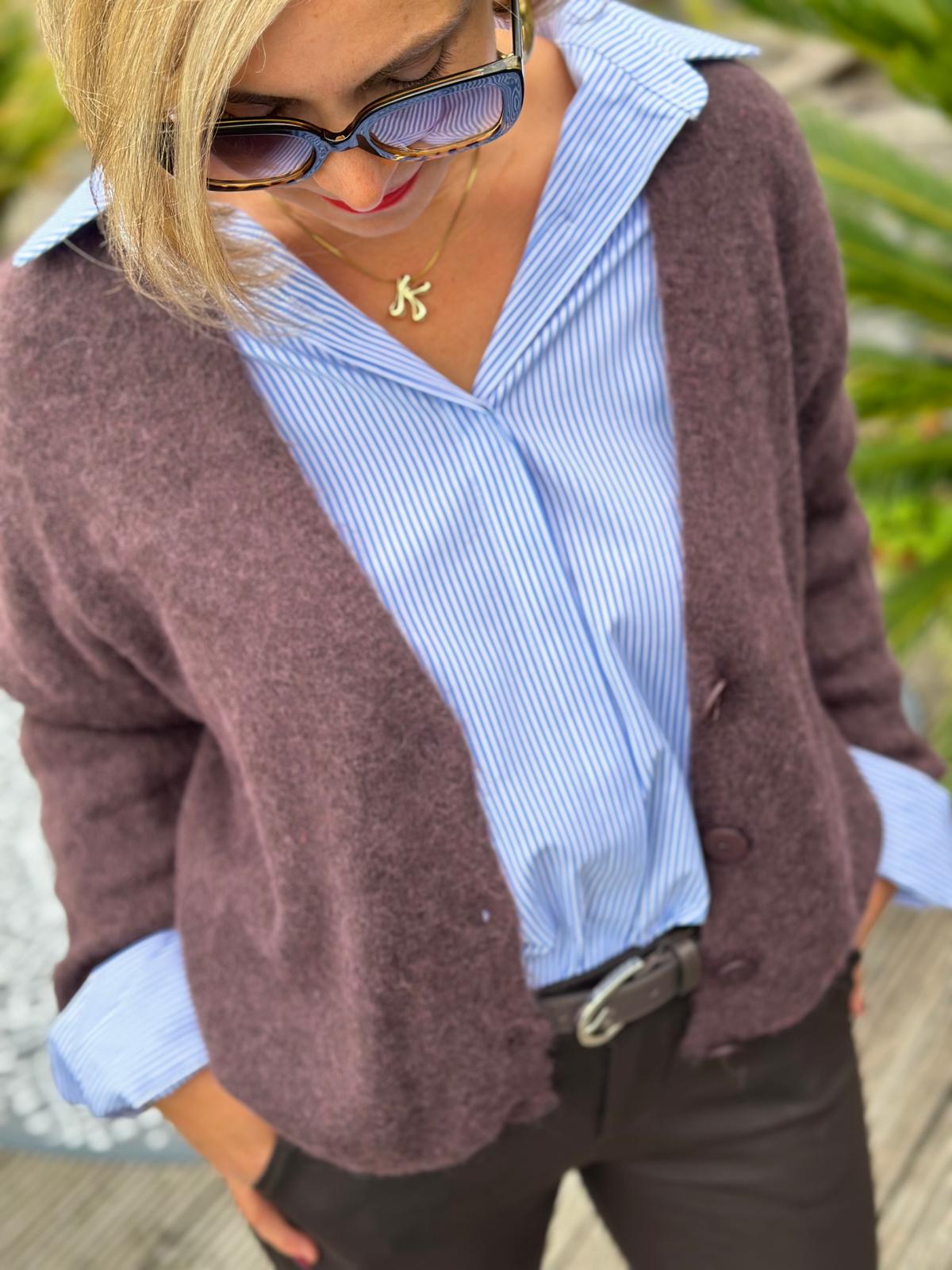 Kuschel Strickjacke "GIULIA" in DARK FLIEDER